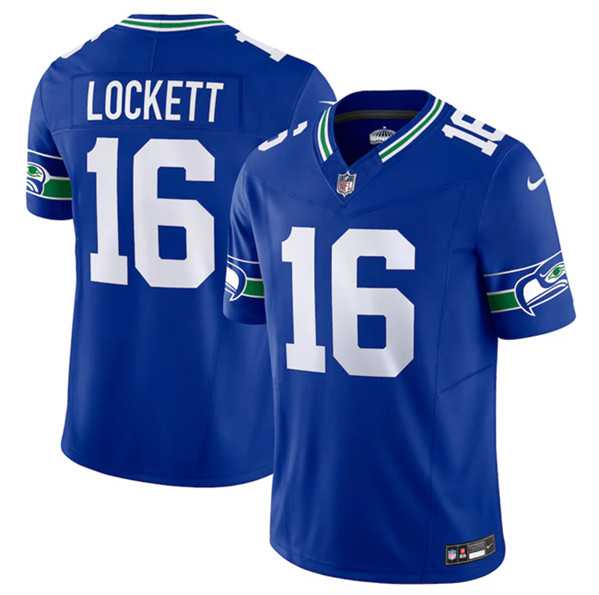 Mens Seattle Seahawks #16 Tyler Lockett Royal 2023 F.U.S.E. Vapor Limited Throwback Stitched Jersey